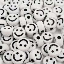 75 Peças Miçanga Carinha Redonda Branco E Preto 10mm 25g 75 Peças Miçanga Carinha Redonda Branco E Preto 10mm 25g