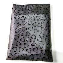 75un Saco Ziplock Preto Translúcido Estampa Coração 32x44