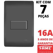 7un Interruptor Bipolar Paralelo Three Way 16A Com Placa Habitat Black FAME