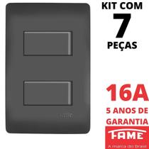 7un Interruptor Paralelo Three Way 2 Teclas 10A Com Placa 4x2 Habitat Black FAME