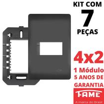 7un Placa 4X2 01 Módulo Com Suporte Habitat Black FAME