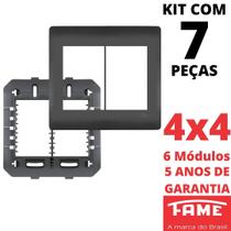 7un Placa 4X4 06 Módulos Com Suporte Habitat Black FAME