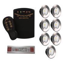 7x led slim rgbw 15w tholz + fonte 120w + basic smartpool