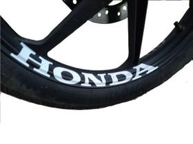 8 Adesivos Honda Branco Para Rodas De Liga Leve Motos 28X3,5