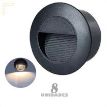8 Balizador De Parede Embutido Preto Redondo Led 3000K Lup74