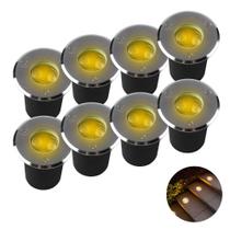 8 Balizador Led Jardim Luminária 3000k Preto Piso 3w Kian