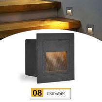 8 Balizador Quadrado Para Embutir Preto Externo Lup51