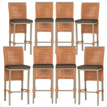 8 Banqueta em Alumínio Roma Fendi Corda Náutica Tecido 9