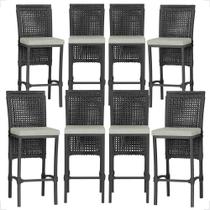 8 Banqueta em Alumínio Roma Preta Corda Náutica Tecido 3 8 Banqueta em Alumínio Roma Preta Corda Náutica Tecido 3