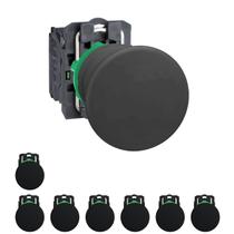 8 Botão Cogumelo 22mm Retoro Por Mola Plástico - Schneider - Preto 8 Botão Cogumelo 22mm Retoro Por Mola Plástico - Schneider - Preto