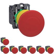 8 Botão Comando 22mm Com Trava Puxa Vermelho - Schneider