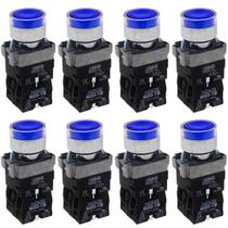 8 Botões De Impulsão Azul Iluminado 1na+1nf 24v Metaltex 8 Botões De Impulsão Azul Iluminado 1na+1nf 24v Metaltex