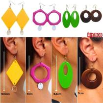 8 brincos Kit com 4 pares de brincos feminino em diversos tamanhos e cores