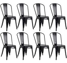 8 Cadeiras Ferro Preto Semi Brilho