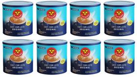 8 CAFE Com LEITE Original Solúvel Três CORAÇÕES Lata