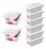8 Caixa Organizadora 11L Plastico Branco Multiuso Com Tampa Sanremo