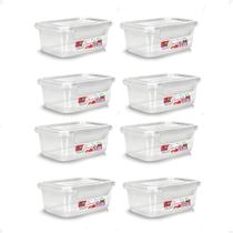 8 Caixa Retangular Gourmet C/ Travas Transparente 750ml
