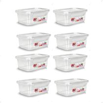8 Caixa Retangular Gourmet Com Travas Transparente 750Ml
