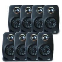 8 Caixa Som Acustica Preta Suporte Som Ambiente 55w Leson