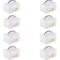 8 Caixas Para Cosméticos Utility Box C/ Alça 21x12x15cm