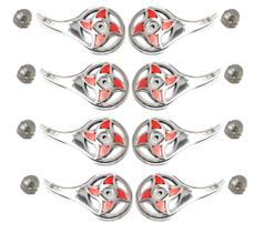 8 Calota Rodoar Estrela Vermelha Caminhao + Porca Cromada