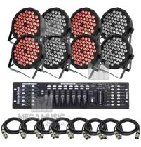8 Canhao Refletor 64 Rgb 54 Leds Triled 3w + Mesa DMX + Cabos DMX 5M