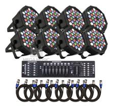 8 Canhão Refletor Led Rgbw 36 Led Slim + Mesa Dmx + Cabo 10m 8 Canhão Refletor Led Rgbw 36 Led Slim + Mesa Dmx + Cabo 10m