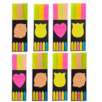 8 Cartelas De Notas Autoadesivas Diversas Formas Cores 9pçs