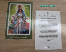8 cartões de oração Nossa Senhora do Trabalho plastificados
