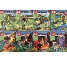 8 Cenários My World Minecraft Coleção Blocos de montar até 361 peças - Click diversão