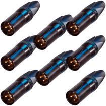 8 conectores neutrik xlr macho 3 polos preto/dourado nc3mxx-b