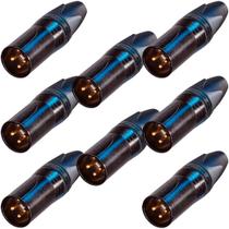 8 conectores neutrik xlr macho 3 polos preto/dourado nc3mxx-b