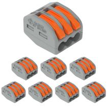 8 Conectores Wago Original C/ Alavanca 3 Entradas Até 4mm