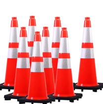 (8 cones) Cones de trânsito BESEA PVC laranja de 28 polegadas com base preta