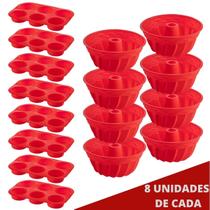 8 Conj Forma 6 Cupcake e Forma Espiral em Silicone Sortida