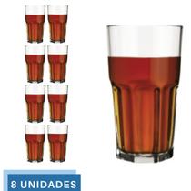 8 Copo Bristol Luxo Redondo Vidro Transparente 410ml Nadir