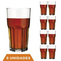 8 Copo Bristol Redondo Luxo Vidro Transparente 410ml Nadir