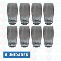 8 Copo de Vidro Cinza 370ML Suco Água Drinks Bebidas Buffet 8 Copo de Vidro Cinza 370ML Suco Água Drinks Bebidas Buffet