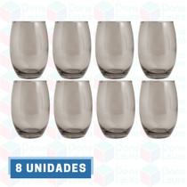 8 Copo de Vidro Cinza Redondo p/ Bebidas Drinks Eventos 8 Copo de Vidro Cinza Redondo p/ Bebidas Drinks Eventos
