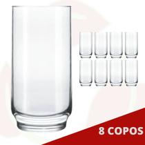 8 Copo de Vidro Lights Transparente 300ML Nadir Long Drink