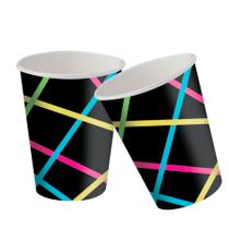 8 Copo Papel 200 ml Neon Festa Infantil Aniversario