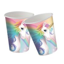 8 Copo Papel 200 Ml Unicórnio Festa Infantil Aniversário
