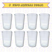 8 Copos de Vidro Arizona 200ML Transparentes e Resistentes
