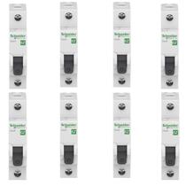 8 Disjuntores Schneider 20a C Interruptor 1p Proteção 3ka