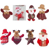 8 Enfeite Árvore Natal Papai Noel Pendente Decoração Feltro 8 Enfeite Árvore Natal Papai Noel Pendente Decoração Feltro