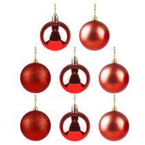 8 Enfeites Bolas De Natal Vermelha 6 Cm Para Arvore de Natal - Art Christmas