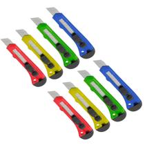 8 Estiletes Profissional Com Trava 18mm Escolar Escritório 8 Estiletes Profissional Com Trava 18mm Escolar Escritório