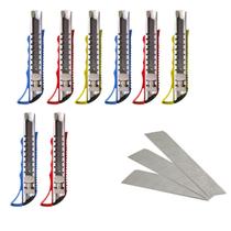 8 Estiletes Profissional Com Trava De Metal 18mm E Lâminas 8 Estiletes Profissional Com Trava De Metal 18mm E Lâminas