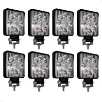 8 Farol De Led Auxiliar Quadrado 27w 9 Leds Troller Off-road LE-6711