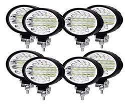 8 Farol Led 12v24v Oval 144w Forte Trator Colheitadeira Jeep